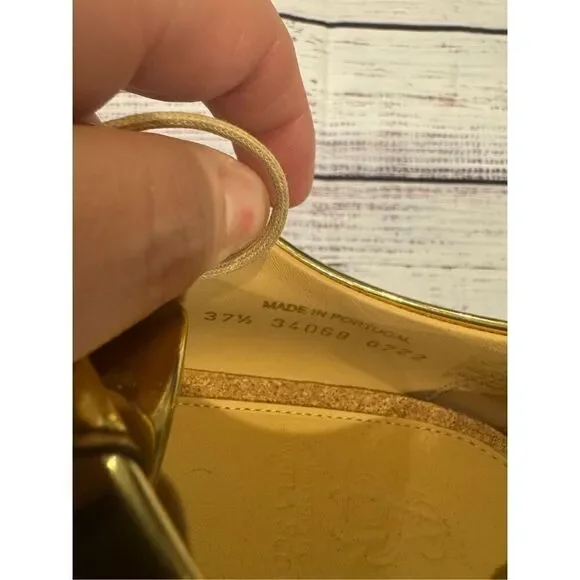 The Office of Angela Scott Mr Leopold gold patent leather Oxford 37.5/7.5 new wi - Picture 3 of 7